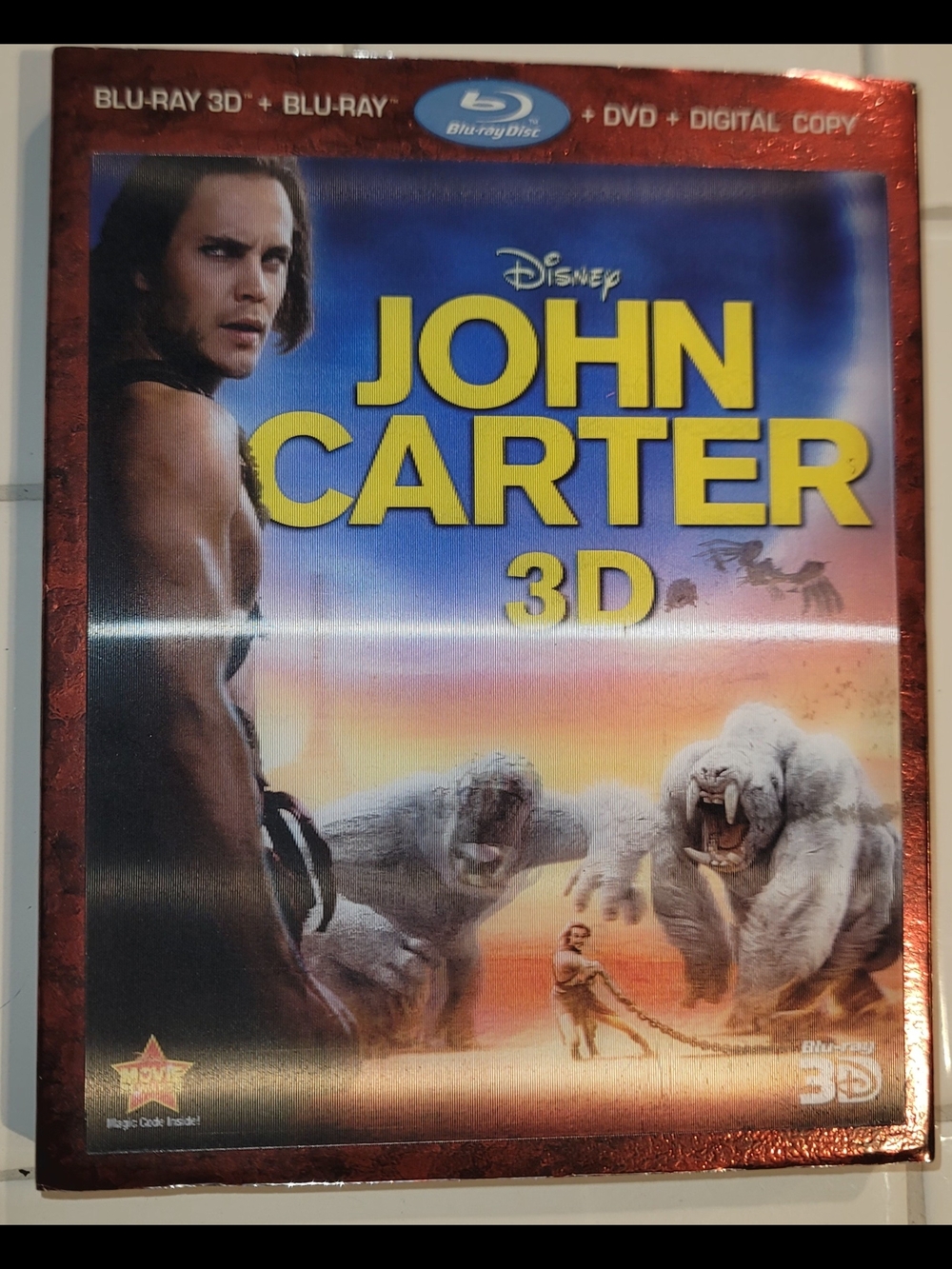John Carter 3D Blu-ray, Blu-ray, DVD, 4-Disc Set with Lenticular Slipcover